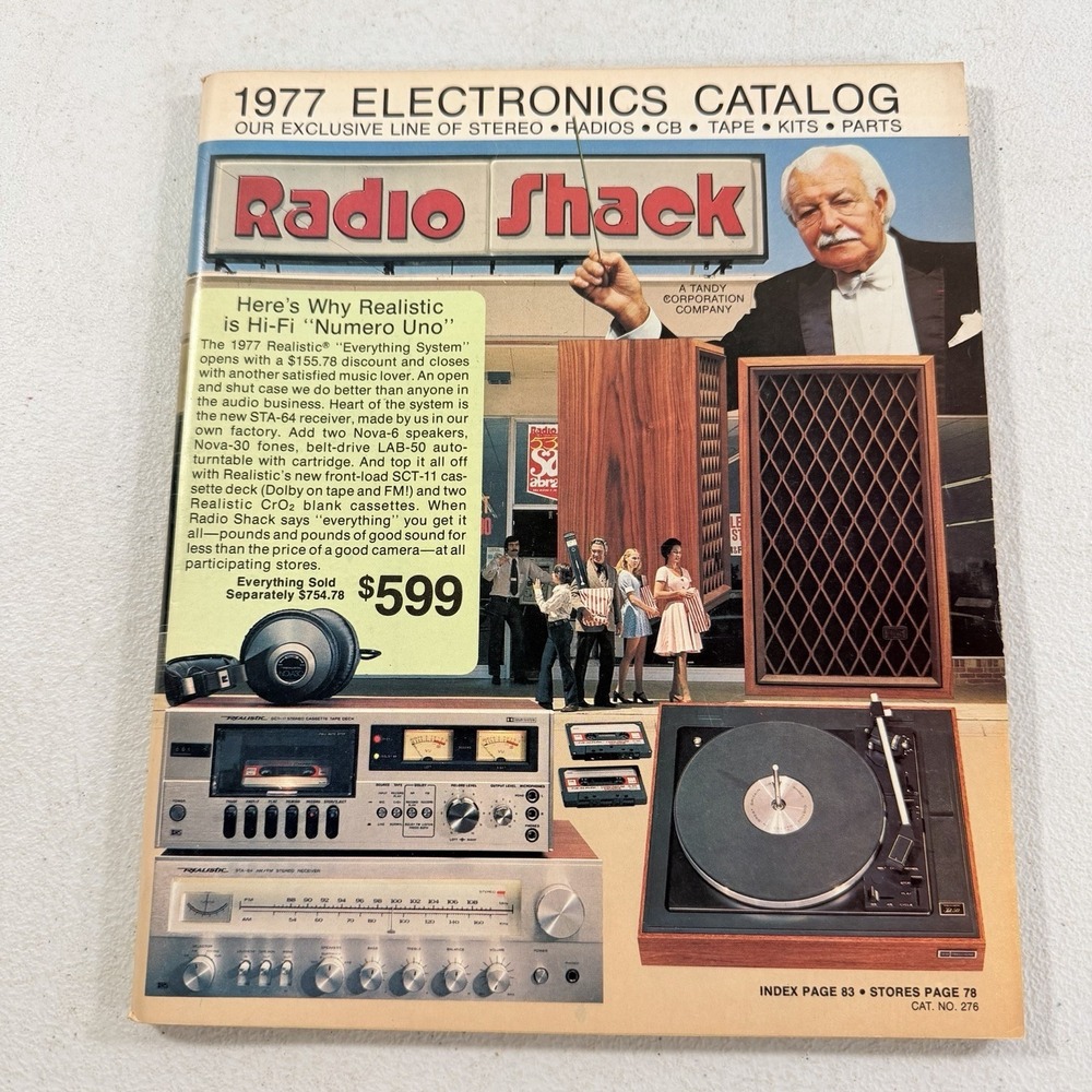 Vintage 1977 Radio Shack Electronics 163 Page Catalog Speakers Stereo Radios CB
